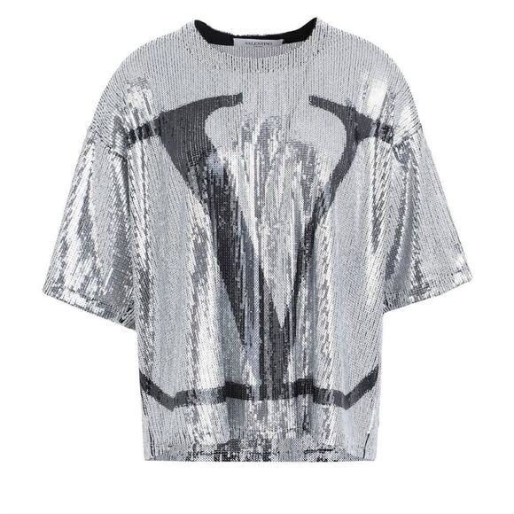 Valentino V - logo print sequin t- shirt - Picture 1 of 11